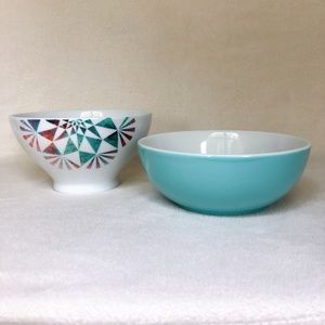 PrintRun Co. Urban Outfitters Geometric Pattern Blue 2pc Ramen Cereal Bowl Set
